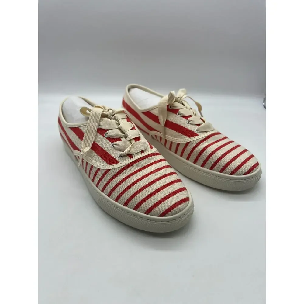 Soludos Marin Stripe‎ Sneakers Coastal Preppy Nautical Red Canvas Womens 11